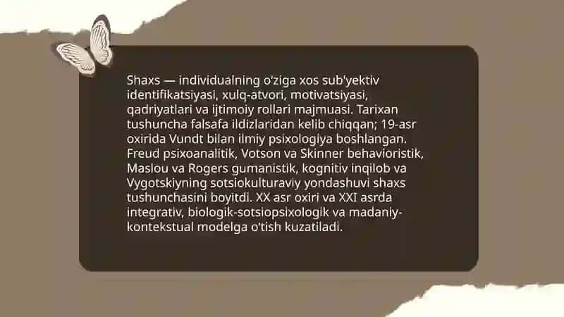 "Shaxs" tushunchasi va shaxs rivojlanishining o'ziga xos xususiyatlari 3