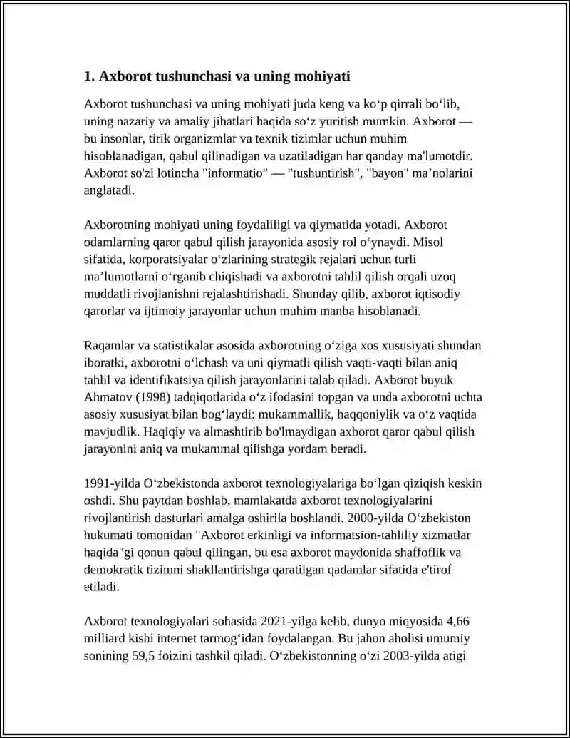 AXBOROT NIMA VA UNING MANBALARI 3