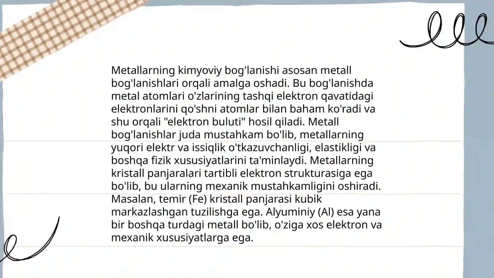 Metallar va yarim ótkazgichlardagi kimyoviy boģni taqqosiy órganish va tushuntirish 3