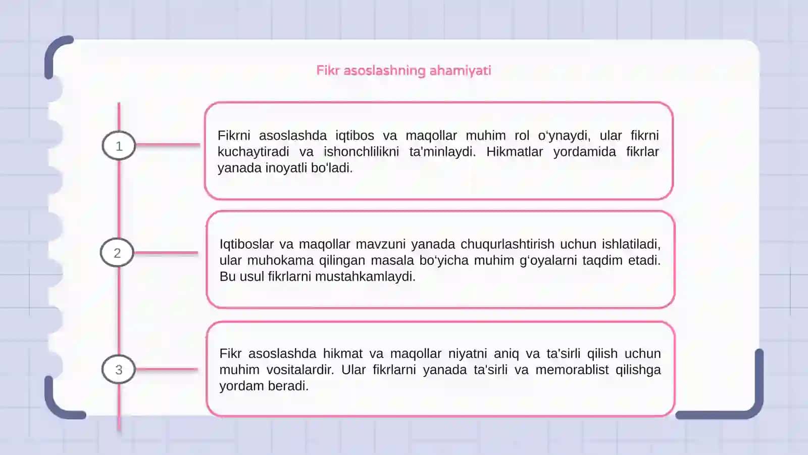 Fikrni asoslashda iqtibos (sitata), maqol va hikmatlardan foydalanish 3