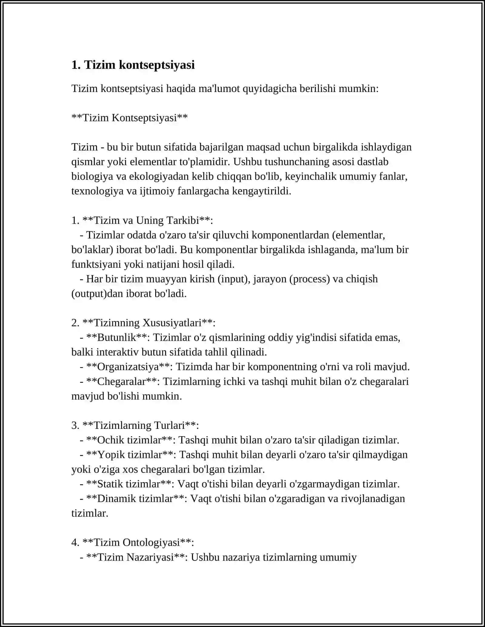 TIZIMNING KONTSEPTUAL MODELINI QURISH VA UNI SHAKLLANTIRISH 3