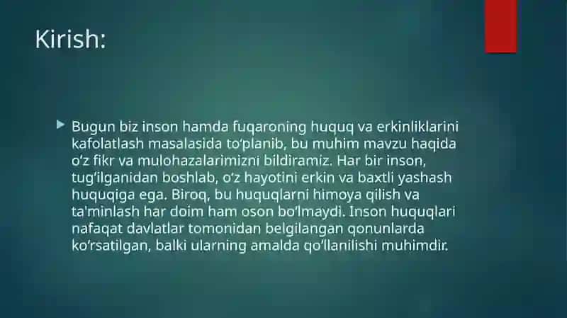Inson hamda fuqarolarning huquq va erkinlarini kafolatlash 3