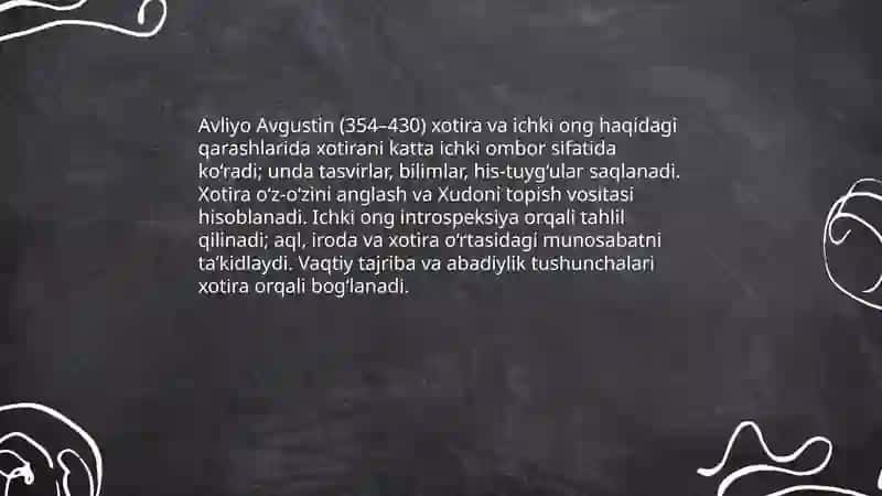Avliyo Avgustinning xotira va ichki ong haqidagi qarashlari 3