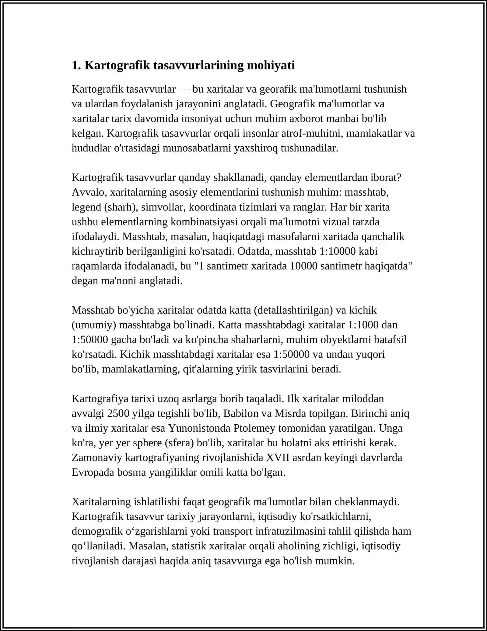 KARTAGRAFIK TASAVVURLARNI SHAKLLANTIRISH BO‘YICHA BIR SOATLIK DARS ISHLANMA 3