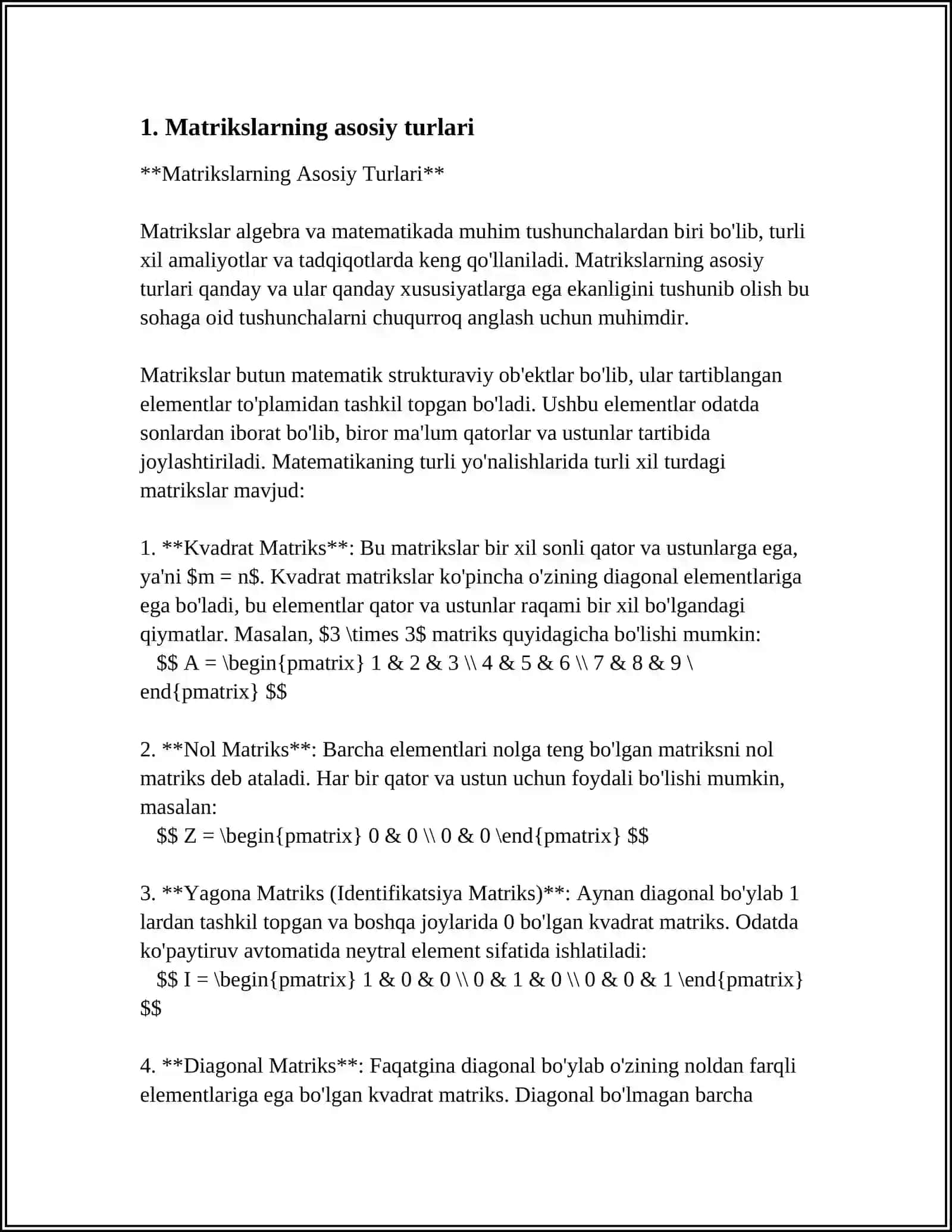 MATRITSA MA'LUMOTLAR TUZILMASI(MATRIX DATA STRUCTURE) 3