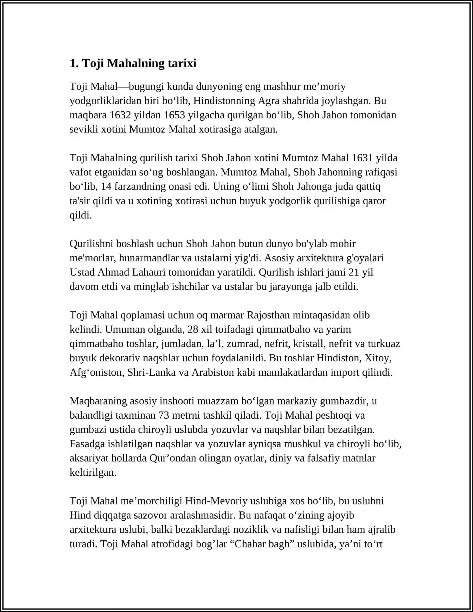 TOJI MAHAL YODGORLIGI HAQIDA REFERAT 3