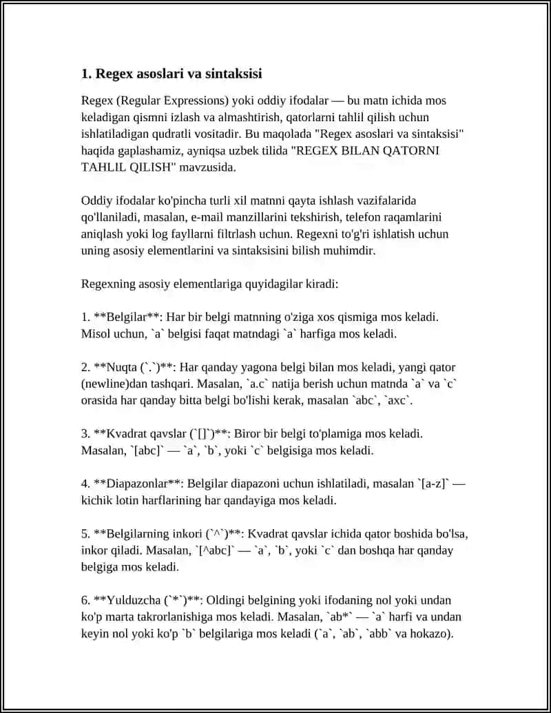 REGEX BILAN QATORNI TAHLIL QILISH 3