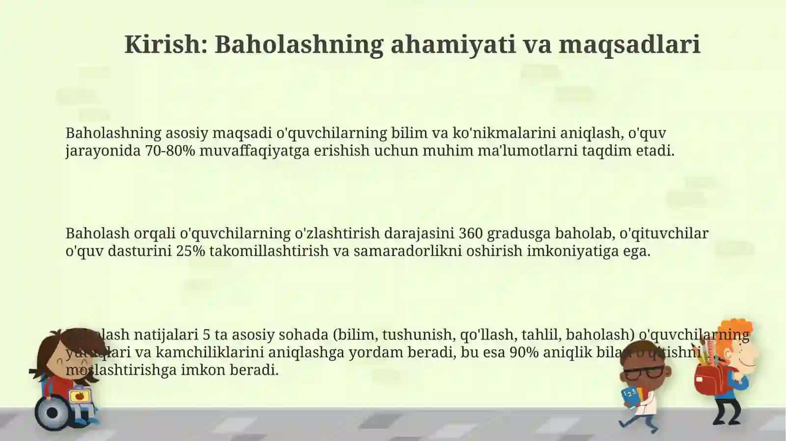 Talabalar bilimini baxolash uslubi yoki Baholash usullari va turlari 3