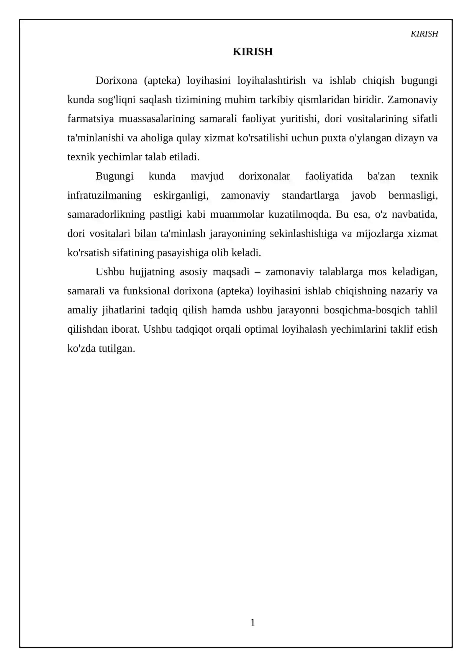 Dorixona(apteka) loyihasini loyihalashtirish va ishlab chiqish 3