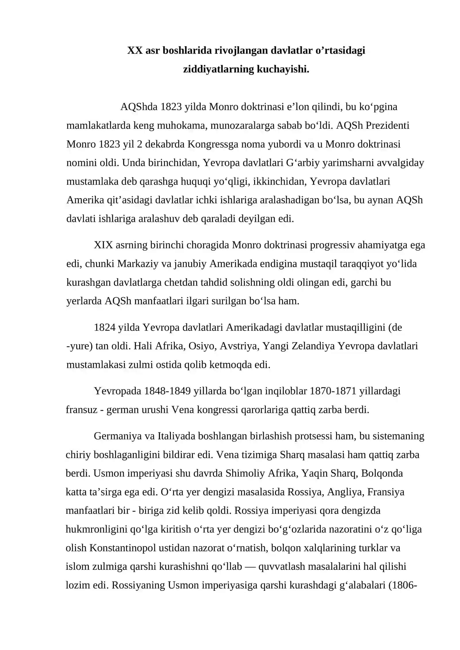 XIX ASR OXIRI XX BOSHLARIDA XALQARO MUNOSABATLAR 3