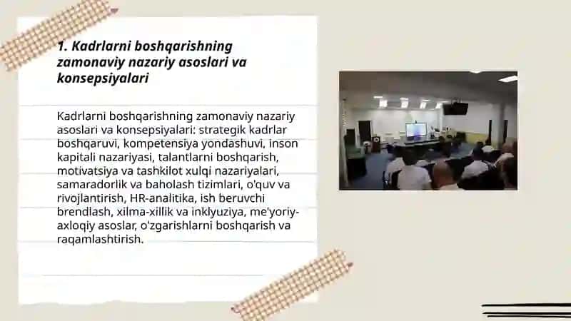Kadrlarni boshqarishning zamonaviy tizimini organish 3