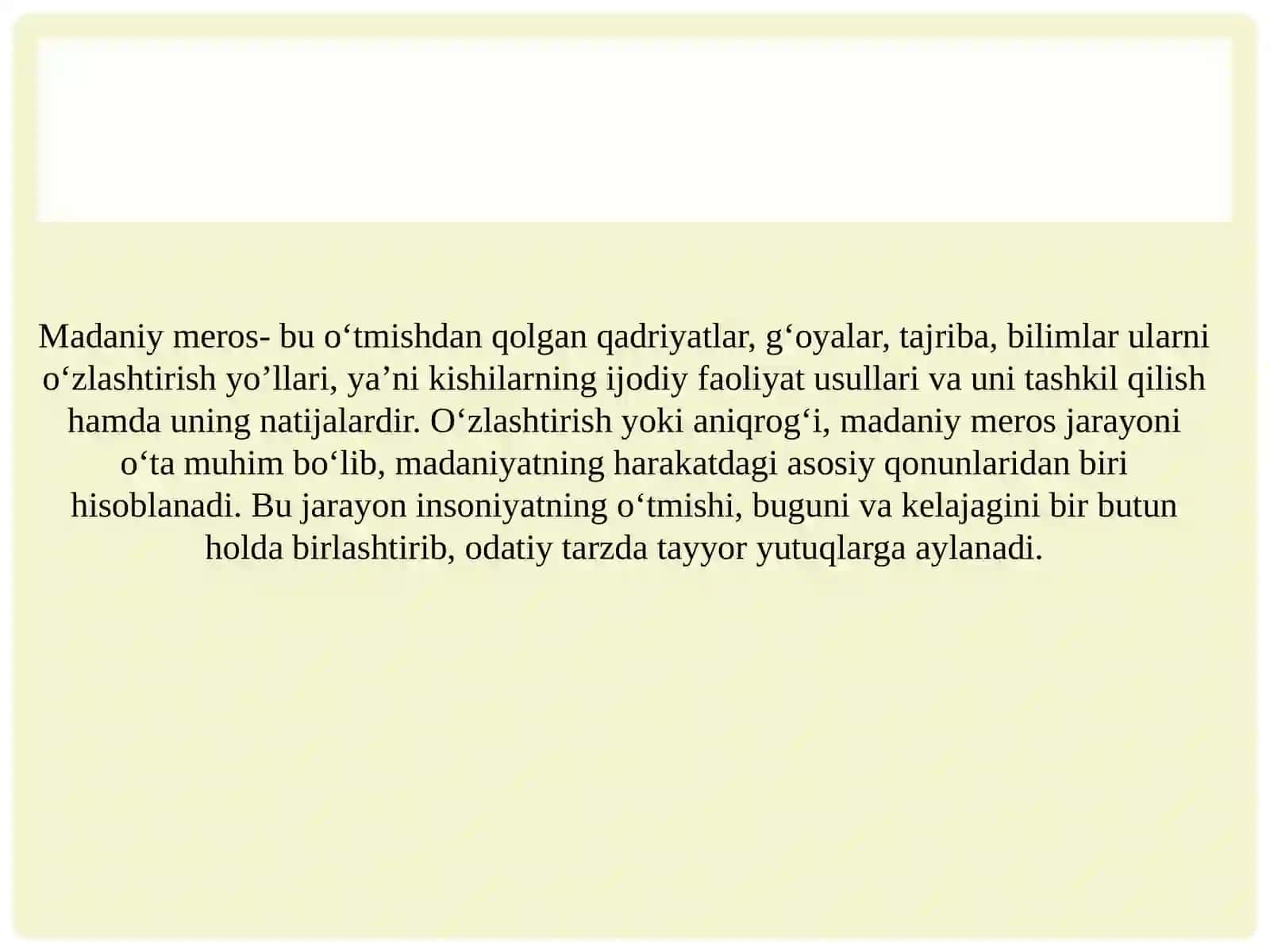 MADANIY MEROS VA UNGA MUNOSABAT MUAMMOLARI 3
