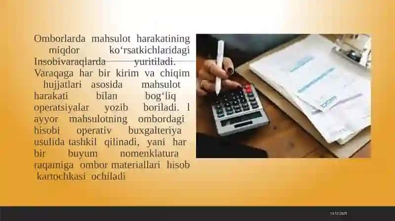 Tayyormahsulot(tovar)larning ombordagi va buxgalteriya dagi hisobi 3