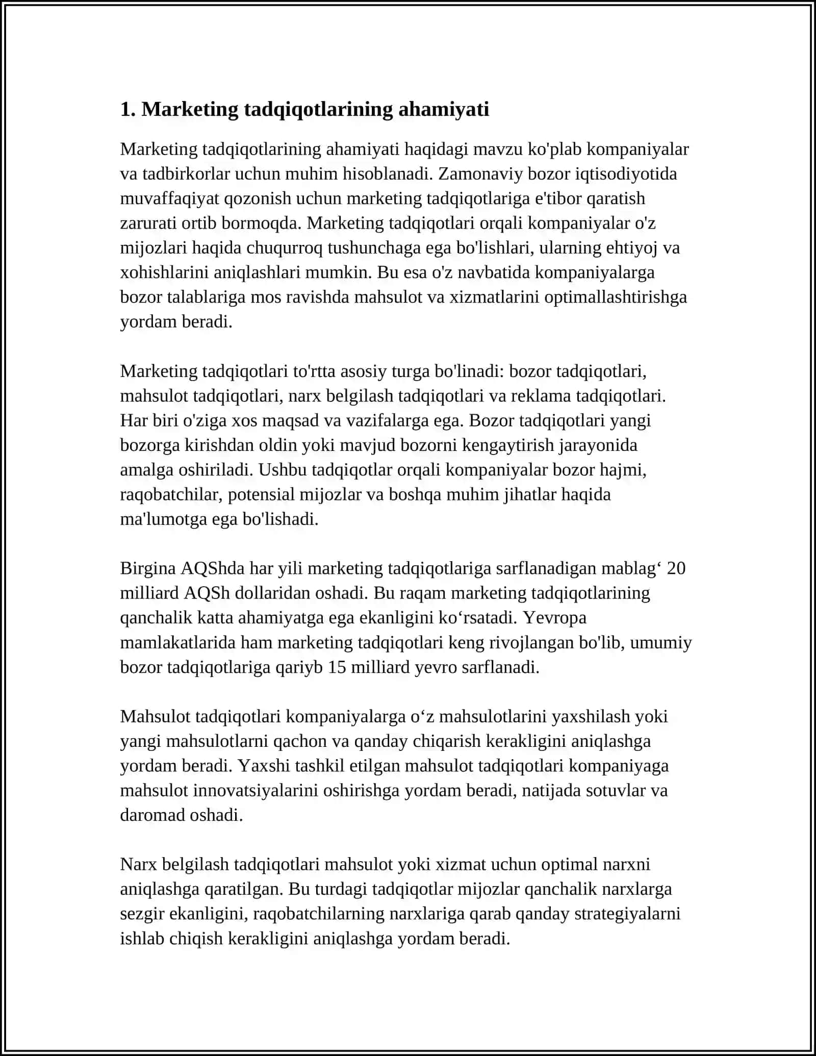 MARKETING TADQIQOTLARI VA TADQIQOT USLUBLARI 3