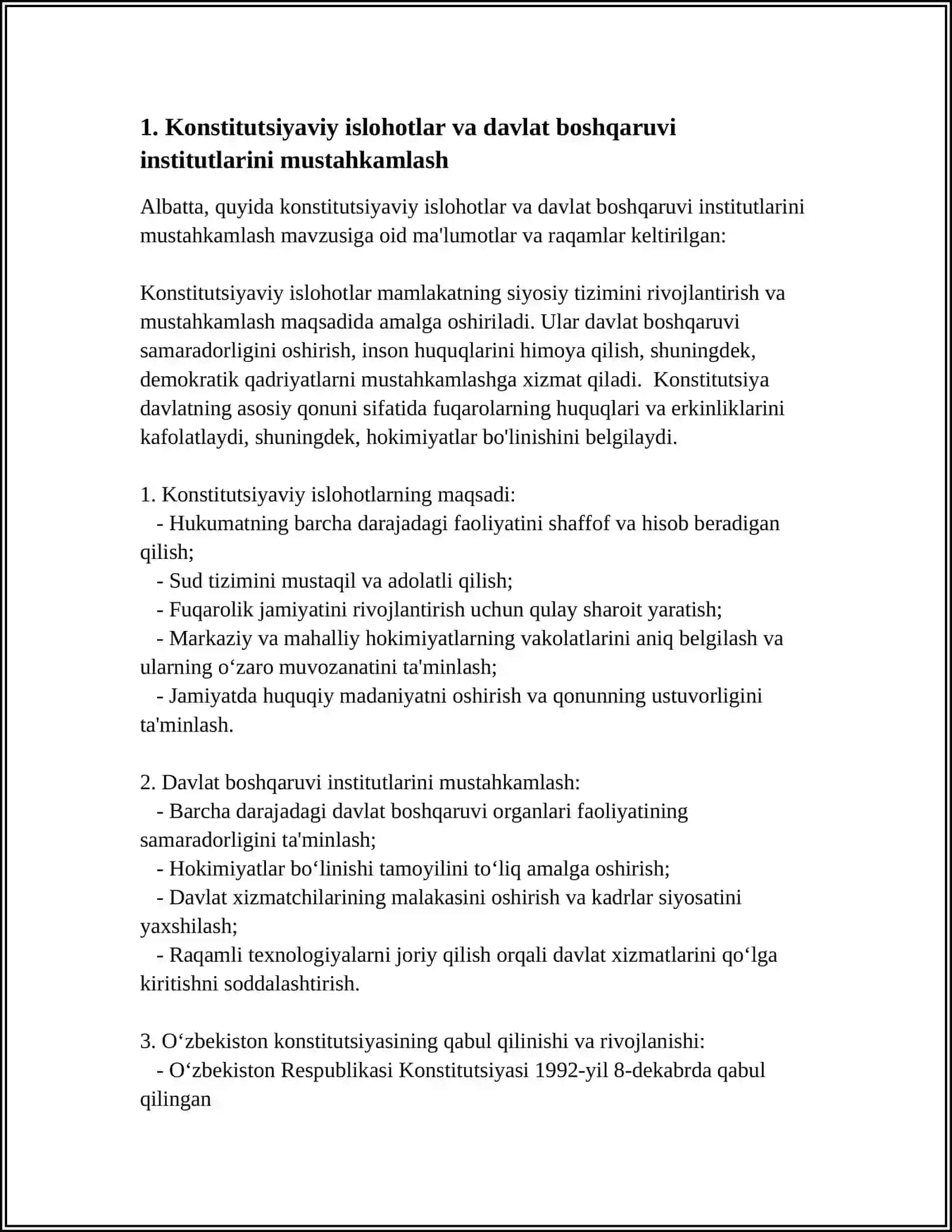 MUSTAQILLIK YILLARIDA DAVLAT BOSHQARUVI TIZIMIDA AMALGA OSHIRILGAN ISLOHOTLAR 3