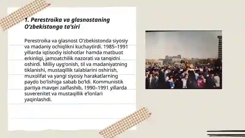 Mustaqillikka erishish arafasida Oʻzbekistondagi ijtimoiy siyosiy jarayonlar 3