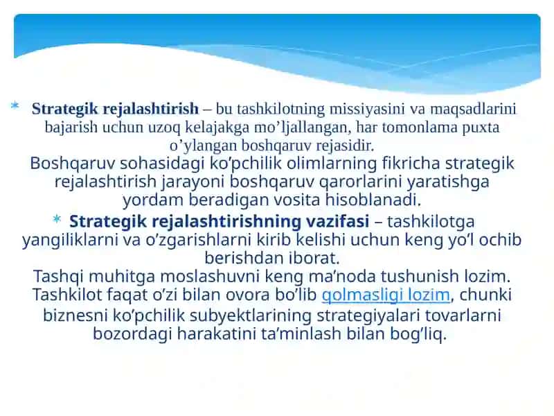 Menejment  tizimida  strategik  va taktik rejalashtirish 3