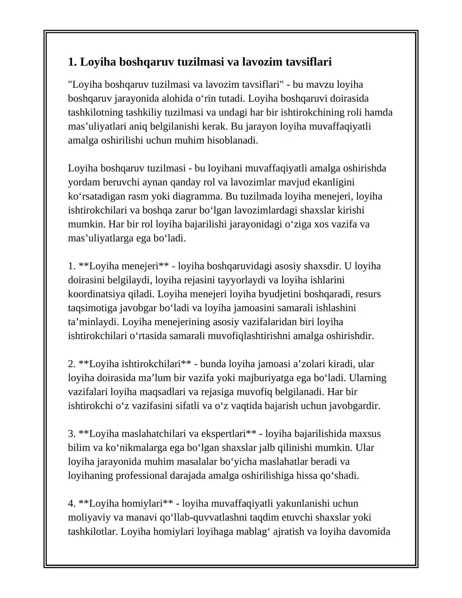 LOYIHALARDA BOSHQARUV TUZILMASI VA MASʼULIYAT TAQSIMOTI 3