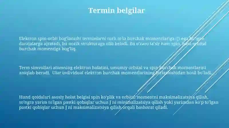 Elektron spinini hisobga olganida atomdagi termlarni ajralishi 3