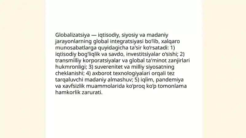 Zamonaviy xalqaro munosabatlarning asosiy tendensiyalari 3