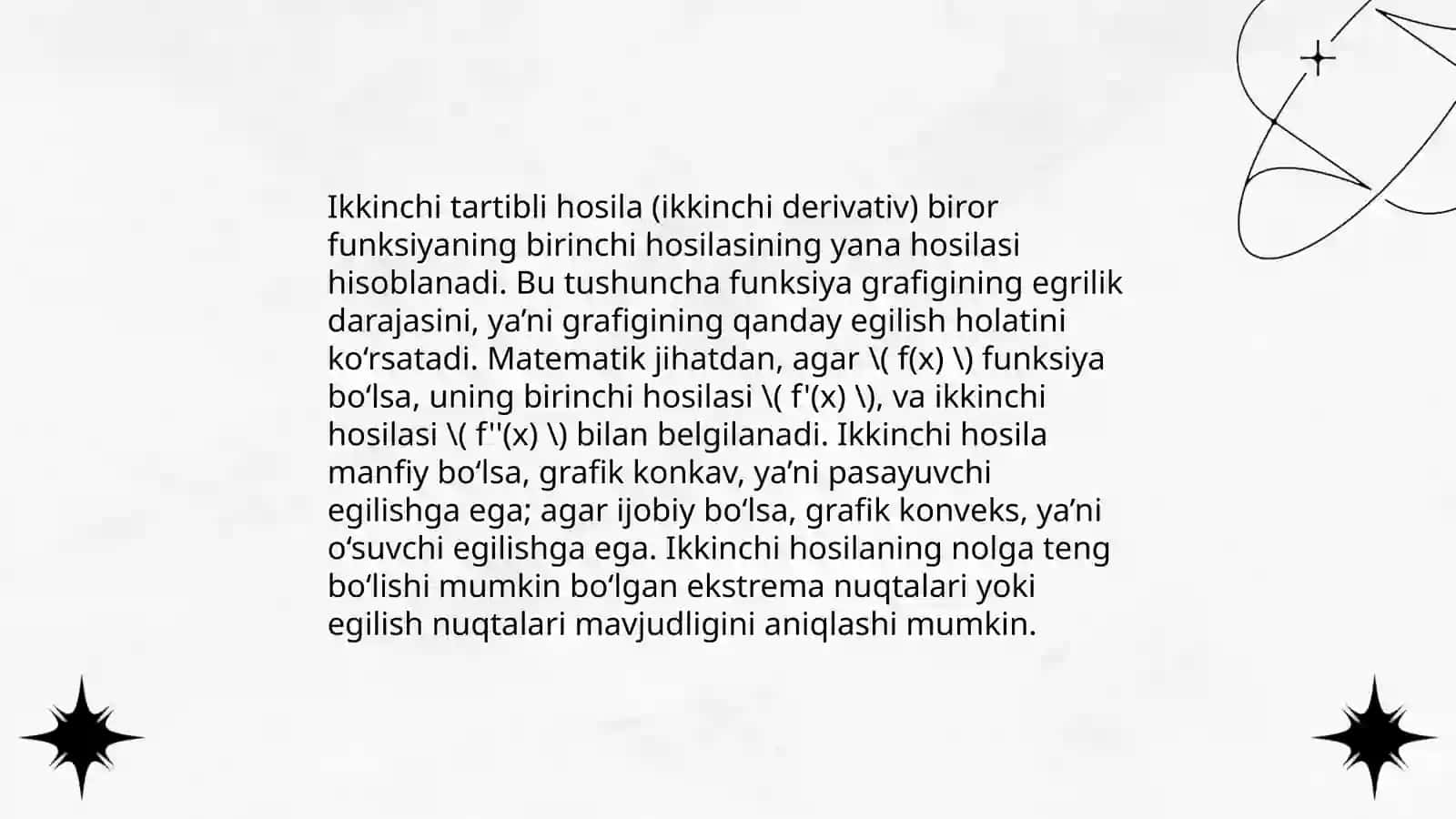 Ikkinchi tartibli hosilaning mexanik maʼnosi 3