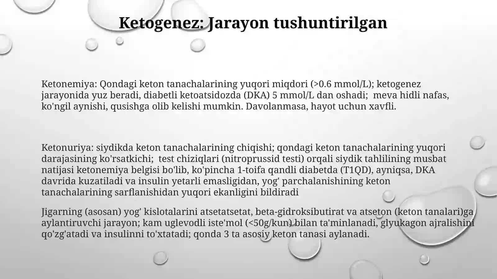 Qandli diabet va ochlikdagi ketonuriya va ketonemiya 3