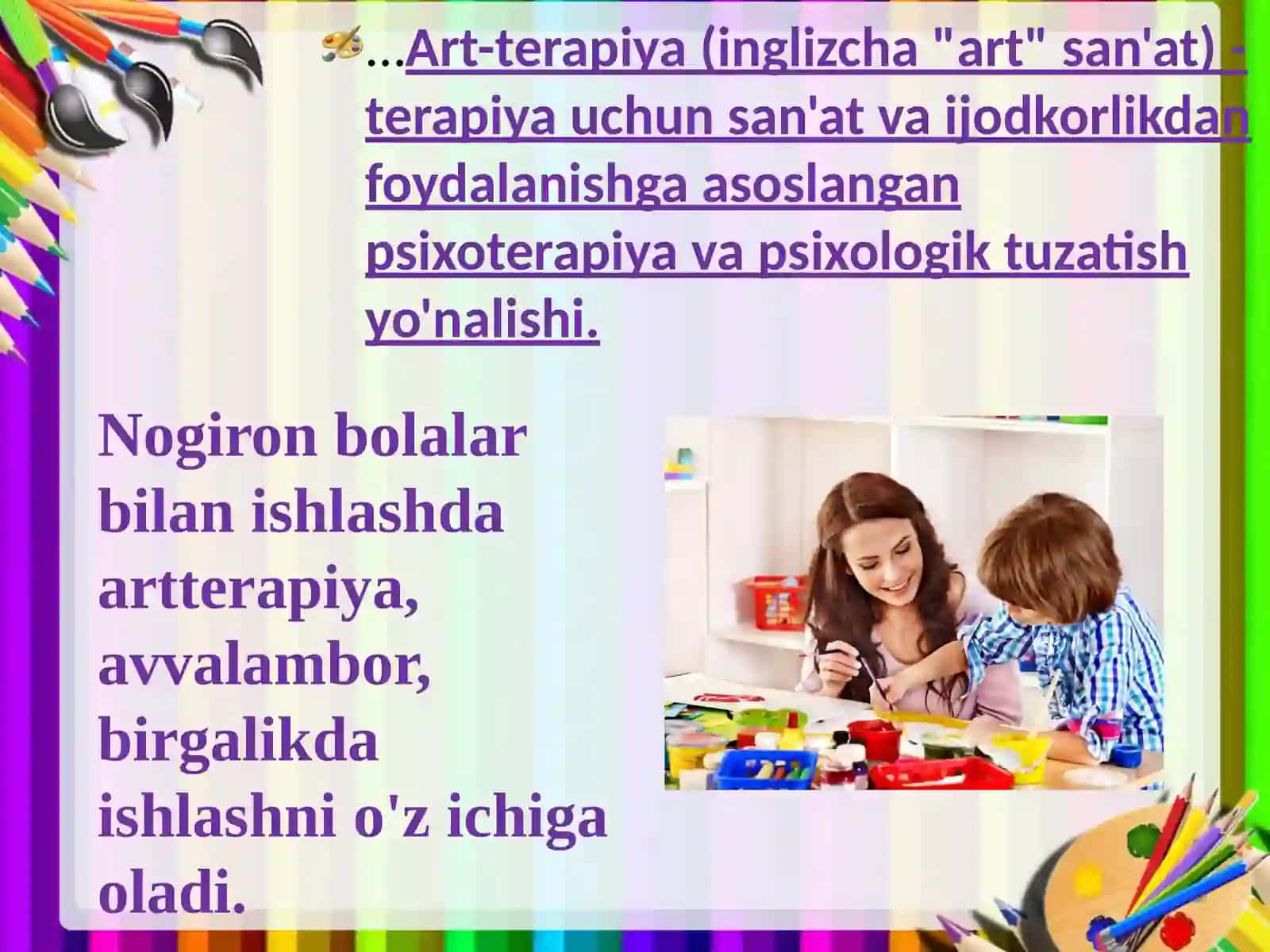 Rivojlanishida nuqsoni bo‘lgan bolalar bilan ishlashda art terapiya vositalari 3