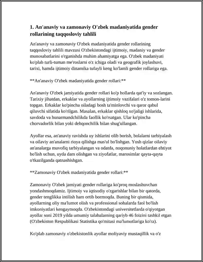 Mavzu: MADANIYAT VA GENDER TOFOVURLARINI: TAQQOSLIV TAHLILI 3