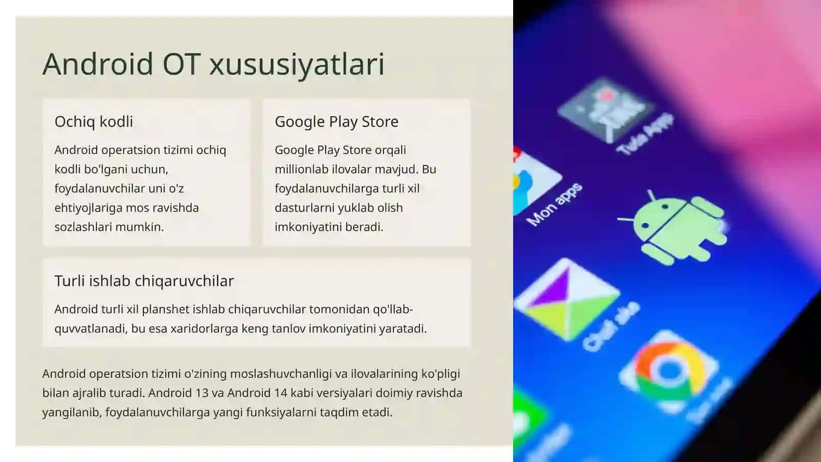 Planshetlarning dasturiy ta'minoti va ulardan foydalanish 3
