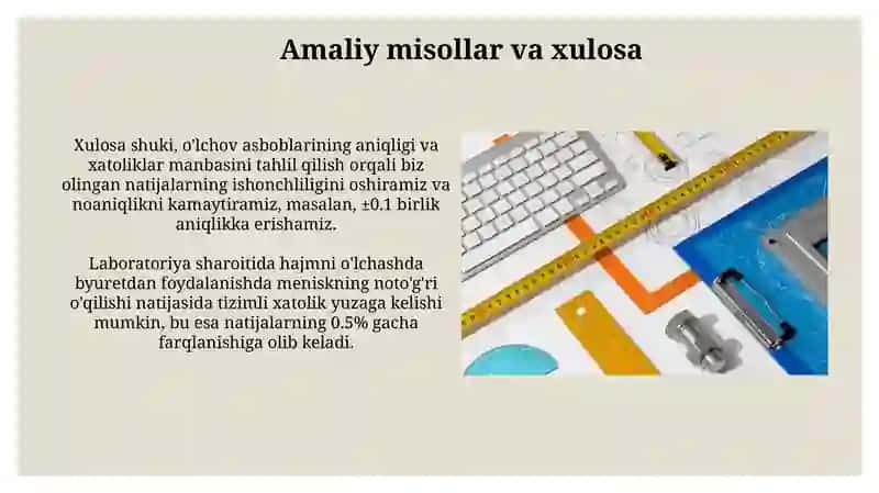 O'lchov asboblari va o'lchash xatoliklari 3