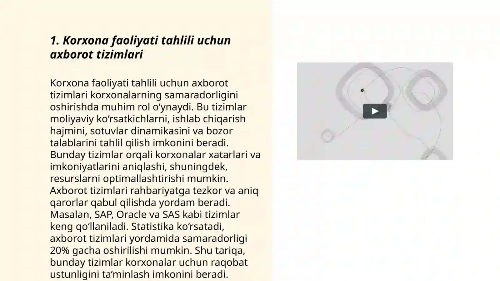 Korxona faoliyati tahlili uchun axborot tizimlari 3