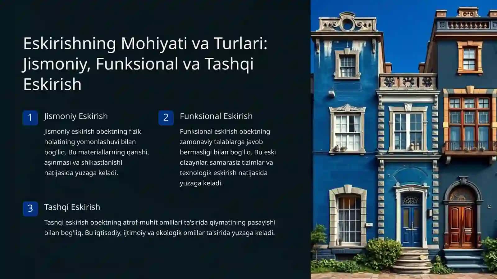 Ko'chmas Mulk Obektlarining Hayot Sikli va Ularning Eskirishi 3