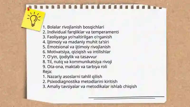 Bolalar psixologiyasi va psixodiagnostika fanining asosiy tamoyillari va tushunchalari 3