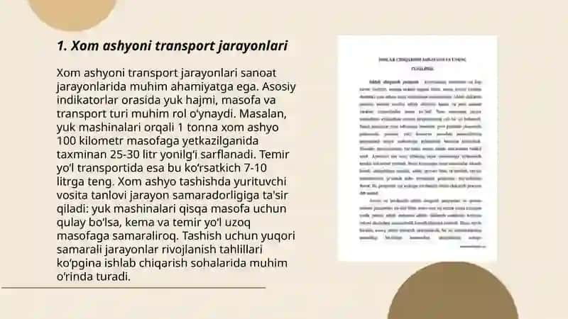 Xom ashyoni transport jarayonlari 3