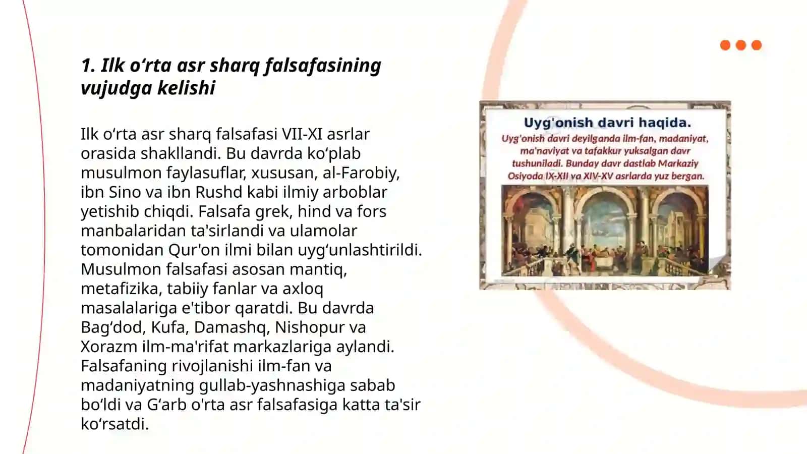 Ilk oʻrta asr sharq falsafasi va uygʻonish davri 3