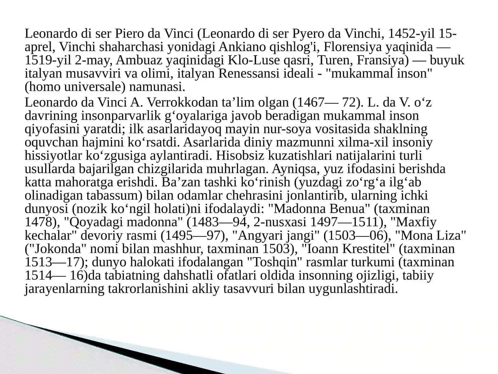 TIBBIYOT TARIXI FANIDAN LEONARDO DAVINCHI XISSASI 3