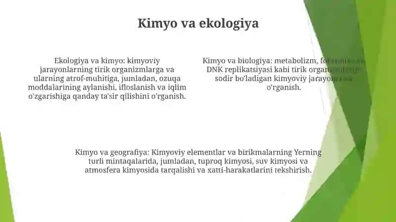 Kimyo Fanining Boshqa ( Biologiya, Ekologiya, Geografiya Va H.K)Fanlar Bilan Bog'Liqligi 3