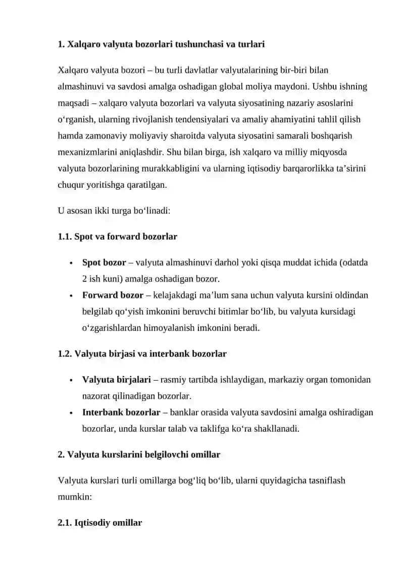 Xalqaro valyuta bozorlari va valyuta siyosati 3