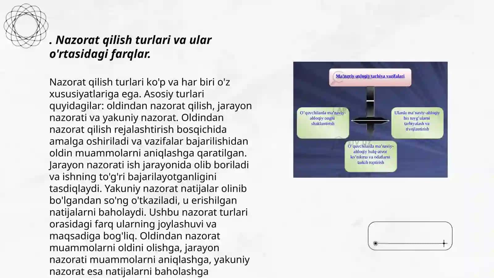 O'quvchilarni bilim ko'nikma va malakalarini nazorat qilish turlari, shakli, metodlari 3