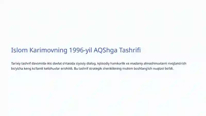 AQSh va Oʻzbekiston Munosabatlari: Strategik Hamkorlik Tarixi va Bugungi Kun 3