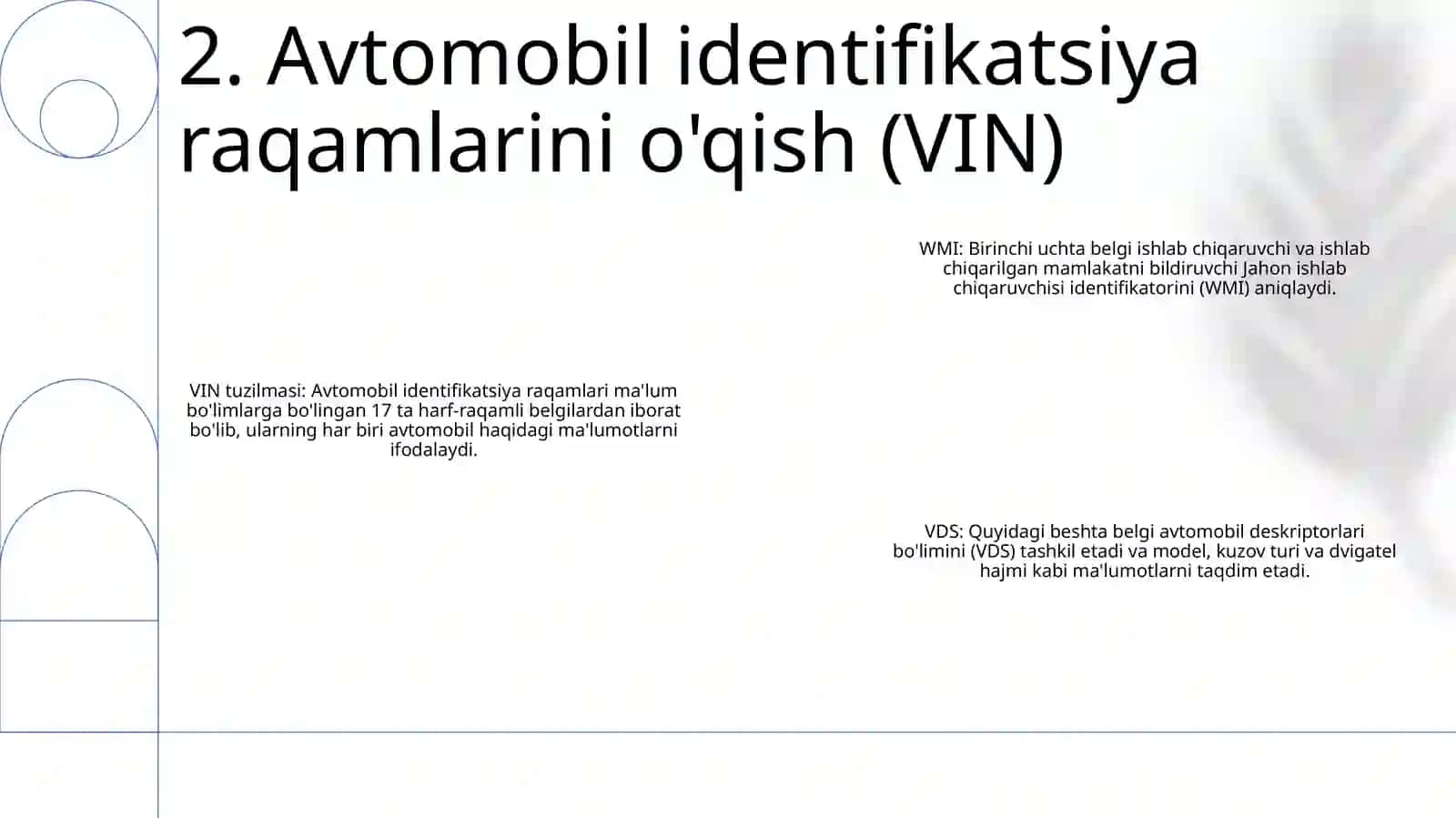 Transport Vositalarning Taniqlik Belgilari 3