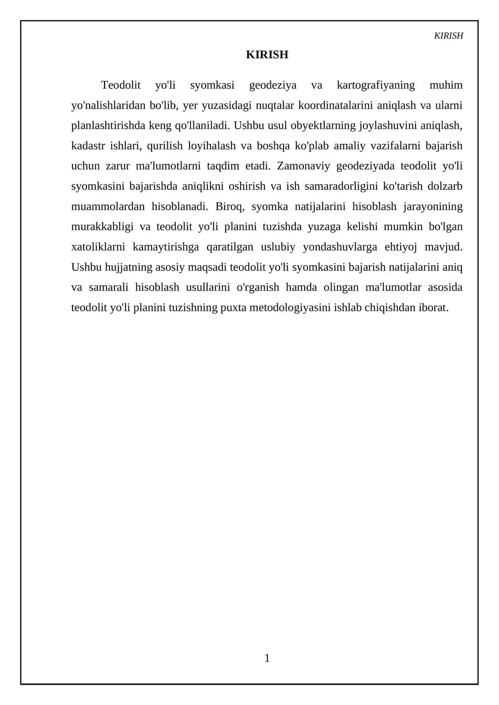 Teodolit yo'li syomkasini natijalarini hisoblab chiqish va teodolit yo'li planini tuzish 3