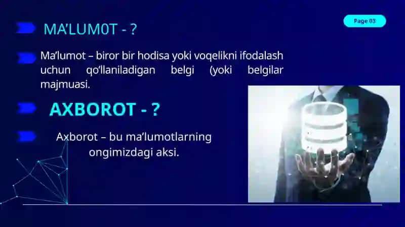 Ma’lumot va ma’lumotlar bazasi 3