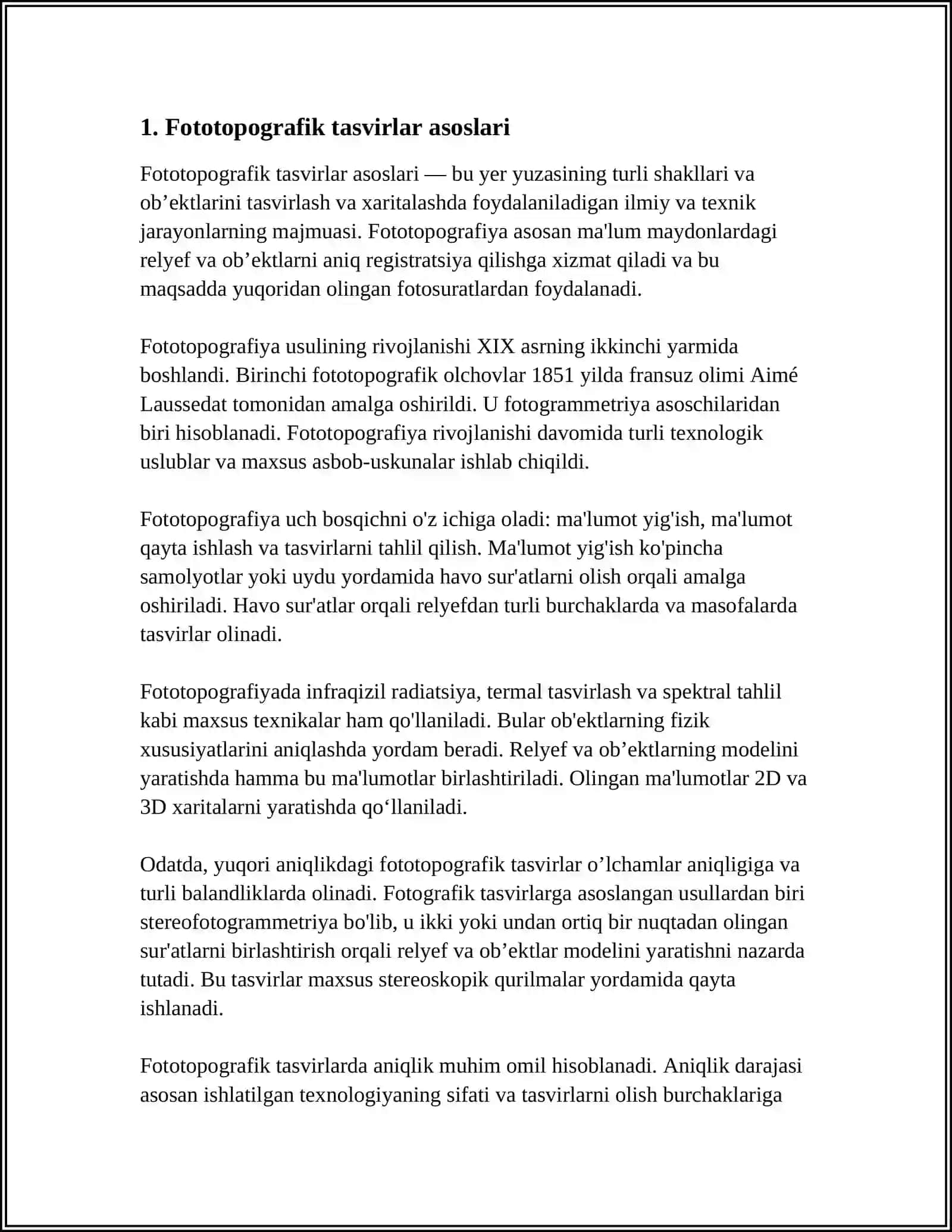 AVTOMOBIL YO‘LLARINI QIDIRUVIDA YER USTI FOTOTOPOGRAFIK VA AEROTASVIRLARNI DISHEFROVKA QILISH 3