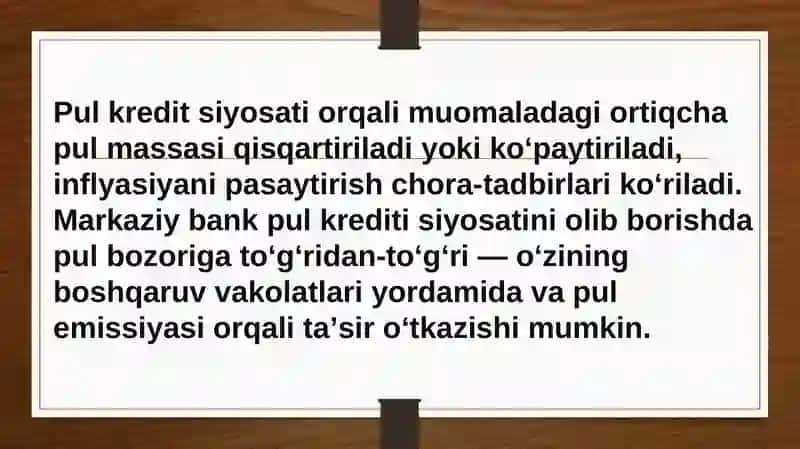 Pul kredit siyosati va ulardan foydalanish amaliyoti 3