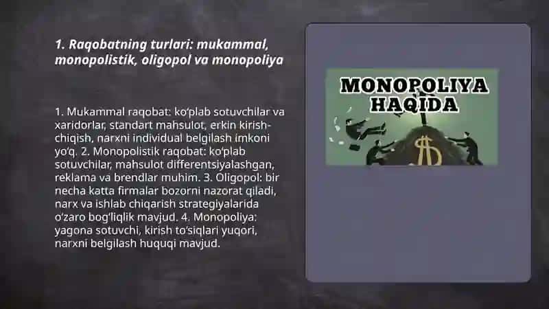 Raqobat va Manapoliya 3