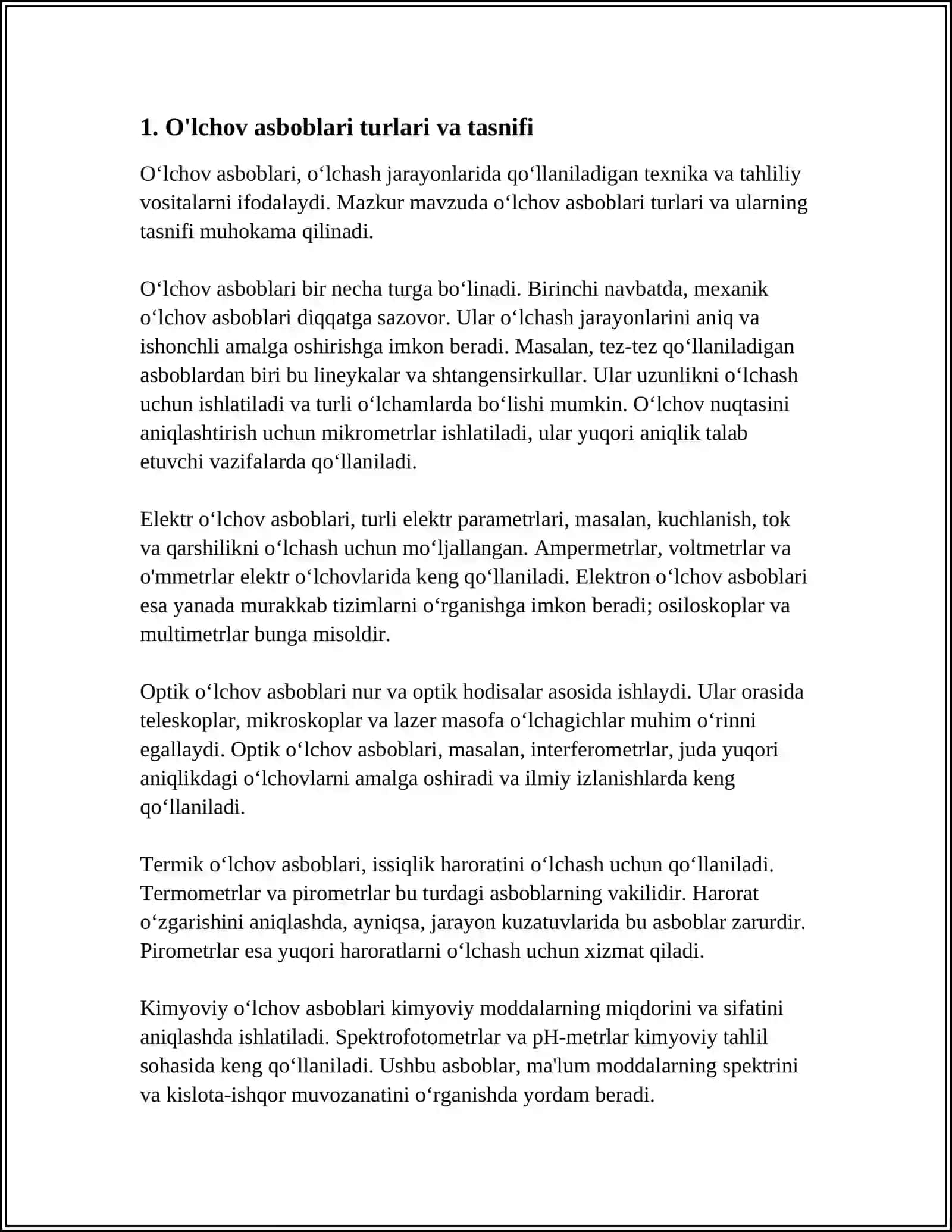 O'lchov asboblari turlari va tasnifi 3