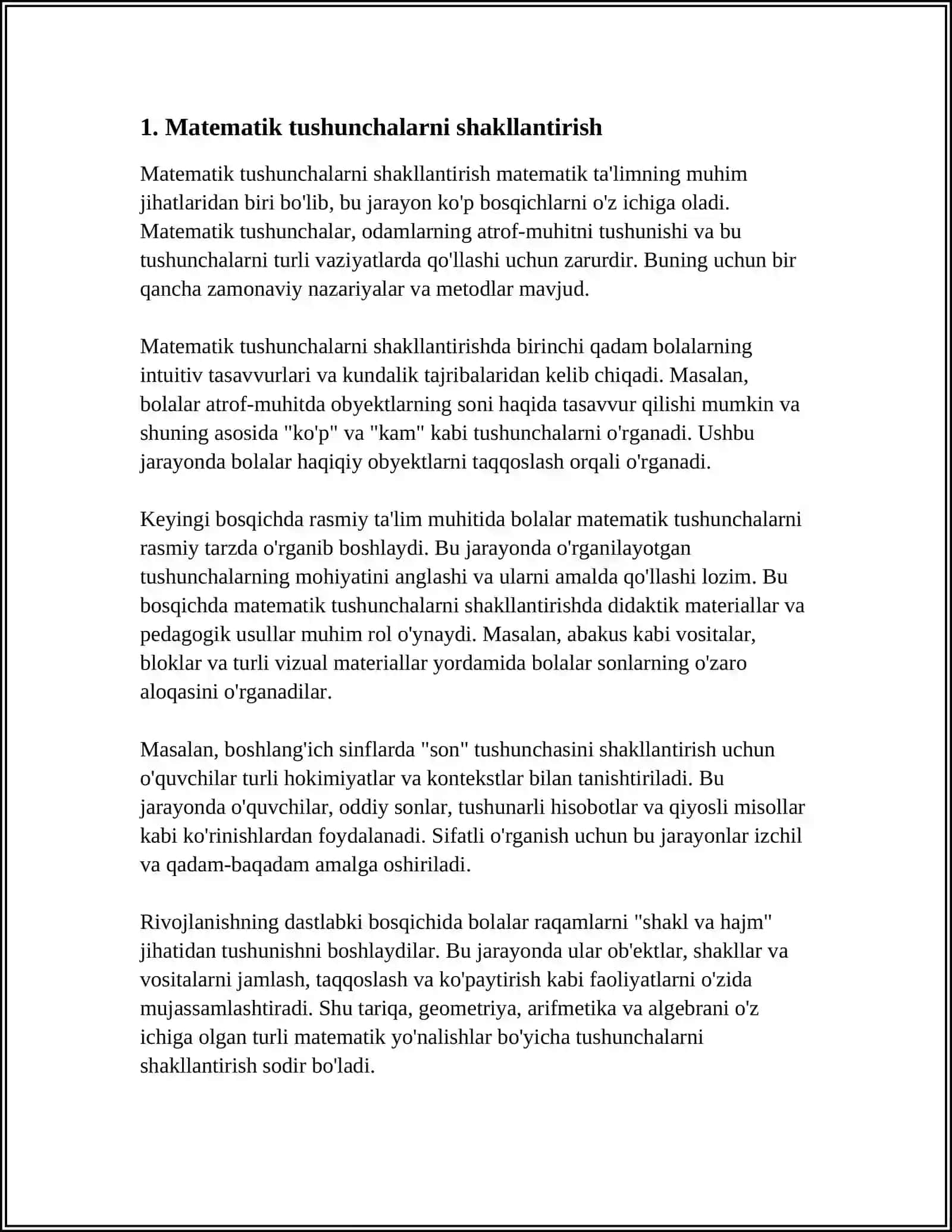 BOSHLANG'ICH SINFLARDA MATEMATIKA O'QITISH METODIKASI 3