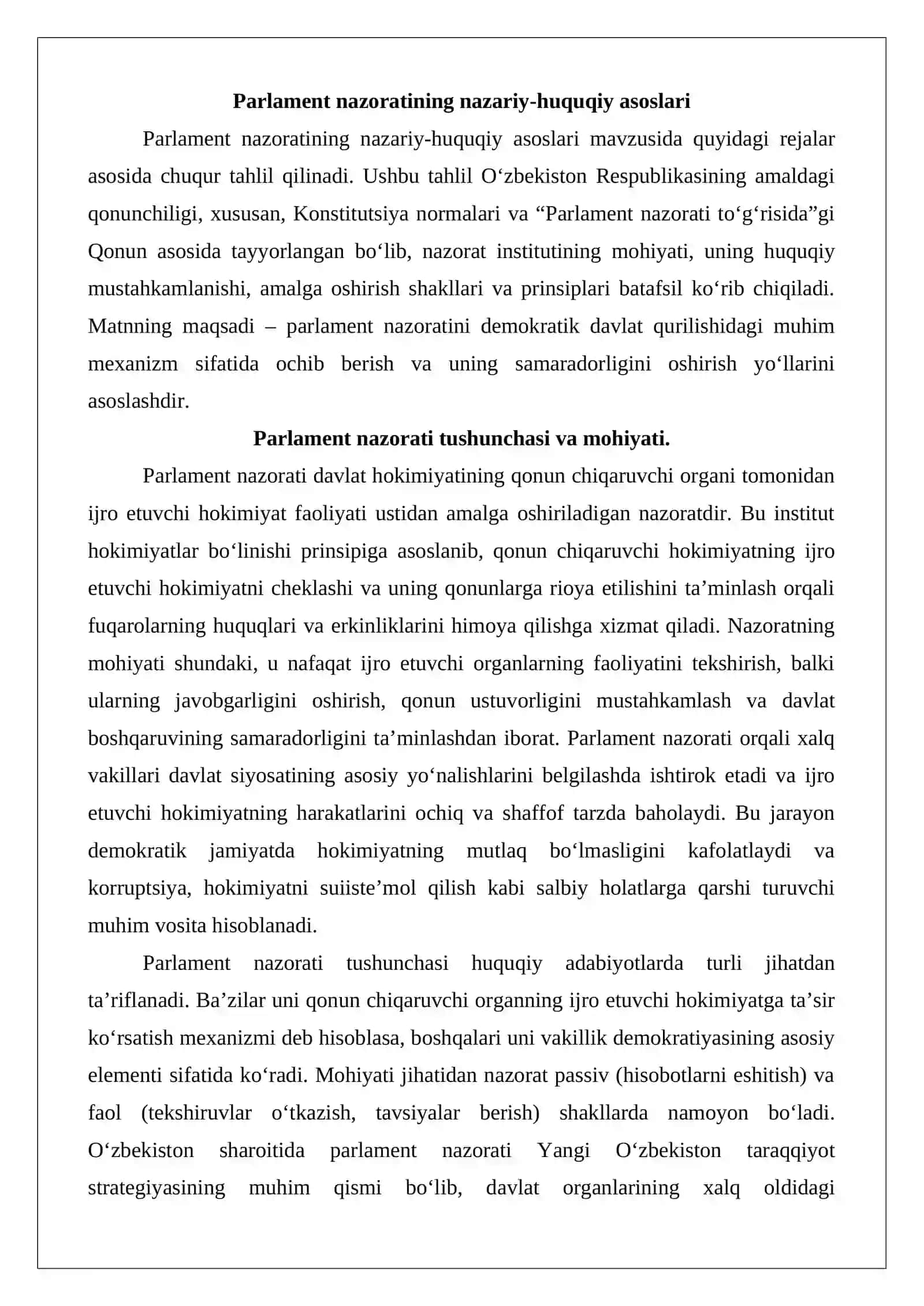 Davlat institutlari ustidan parlament nazorati: nazariy-huquqiy yondashuv 3