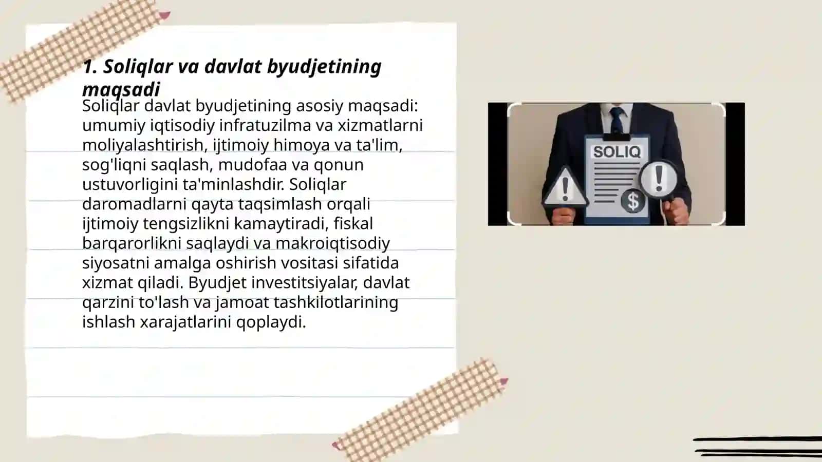 Soliqlar va davlat byudjetining maqsadi 3